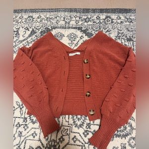 moon & madison Rust Button-Front Knit Cardigan